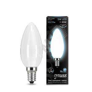 

Лампа светодиодная LED 5Вт 230в,E14 Filament OPAL белый,свеча Gauss Gauss