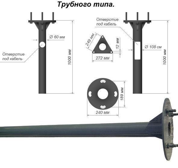 

Закладная часть № 97 высота 1,0м d108мм неокрашен. с люком GIGALIGHT