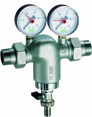 

Фильтр FAR 3/4"НР-НР, с манометром, 100 мкм, Max: 95 °C, 25 бар