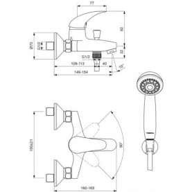 Смеситель ОРИОН (арт.BA004AAB4227AA) для ванны кор.излив VIDIMA 2