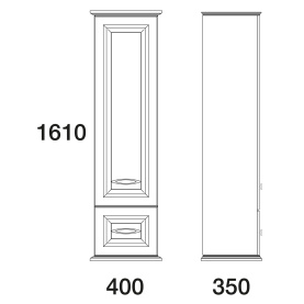 Пенал Меро 40, с/ящ, одинарный, белый 2